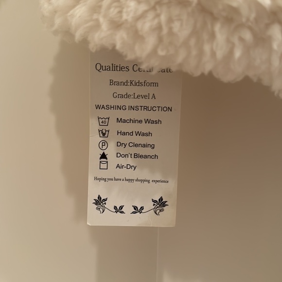 NWT Kidsform Fleece Girl’s Hoodie 2-3Y Cream Colored Zip Front Pockets Ears - Picture 7 of 10